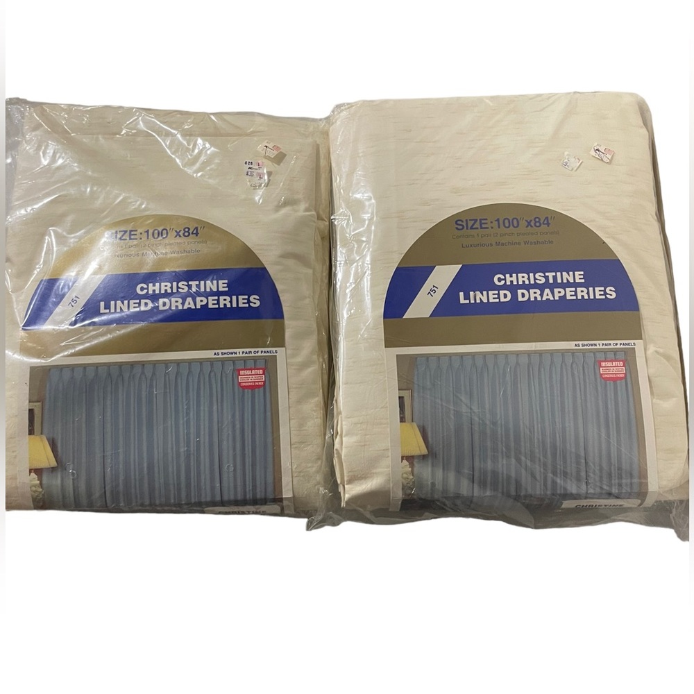 Lot of 2 NWT Vintage Christine Lined Draperies 100”x84”